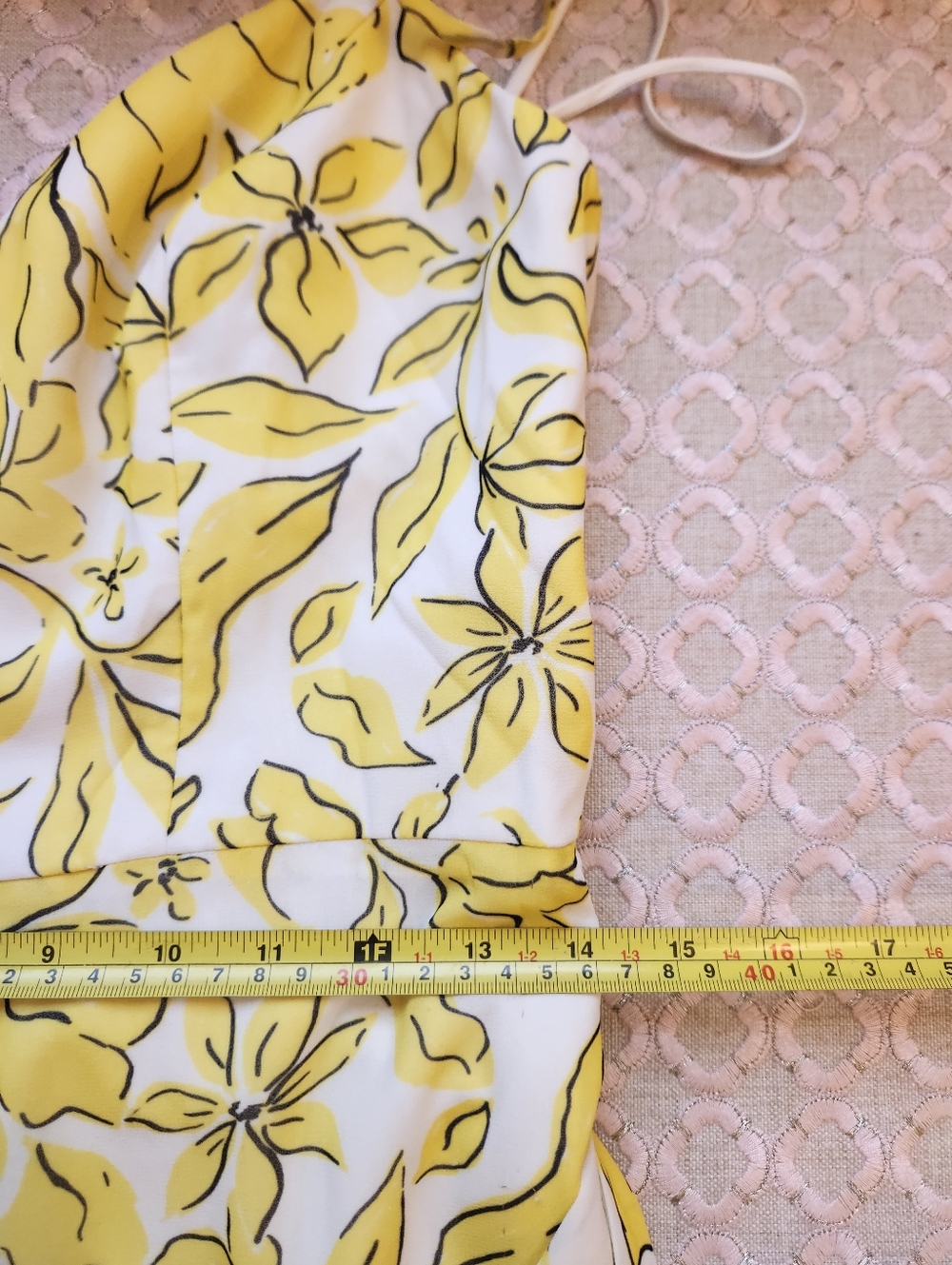 Badgley Mischka Women's Yellow Mixed Print Dress, Size 6, $795 - Picture 10 of 14